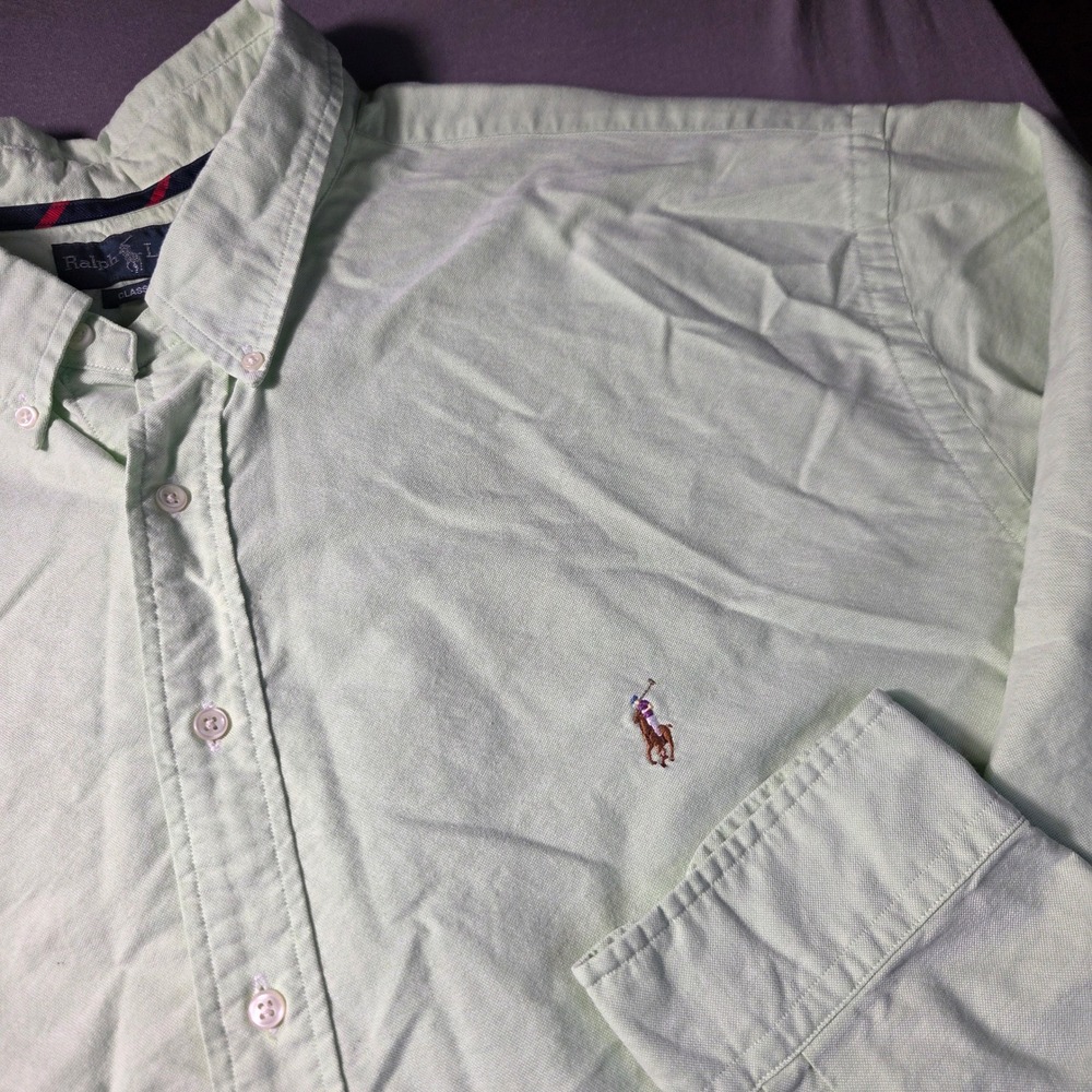 Polo Ralph Lauren Mens 4XLT Tall Mint Green Oxford Button Down Shirt Classic Fit
